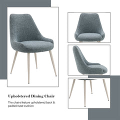 Laela Light Blue Boucle & White Side Chair (Set of 2) - Ornate Home