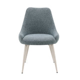 Laela Light Blue Boucle & White Side Chair (Set of 2) - Ornate Home