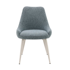 Laela Light Blue Boucle & White Side Chair (Set of 2) - Ornate Home