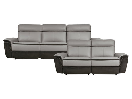Laertes Charcoal / Taupe Gray Power Reclining Sofa and Loveseat - Ornate Home