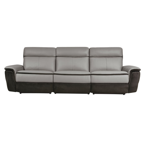 Laertes Charcoal / Taupe Gray Power Reclining Sofa and Loveseat - Ornate Home