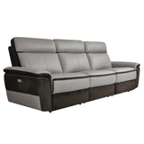 Laertes Charcoal / Taupe Gray Power Reclining Sofa and Loveseat - Ornate Home
