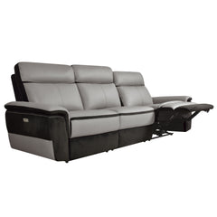Laertes Charcoal / Taupe Gray Power Reclining Sofa and Loveseat - Ornate Home