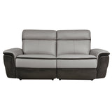 Laertes Charcoal / Taupe Gray Power Reclining Sofa and Loveseat - Ornate Home