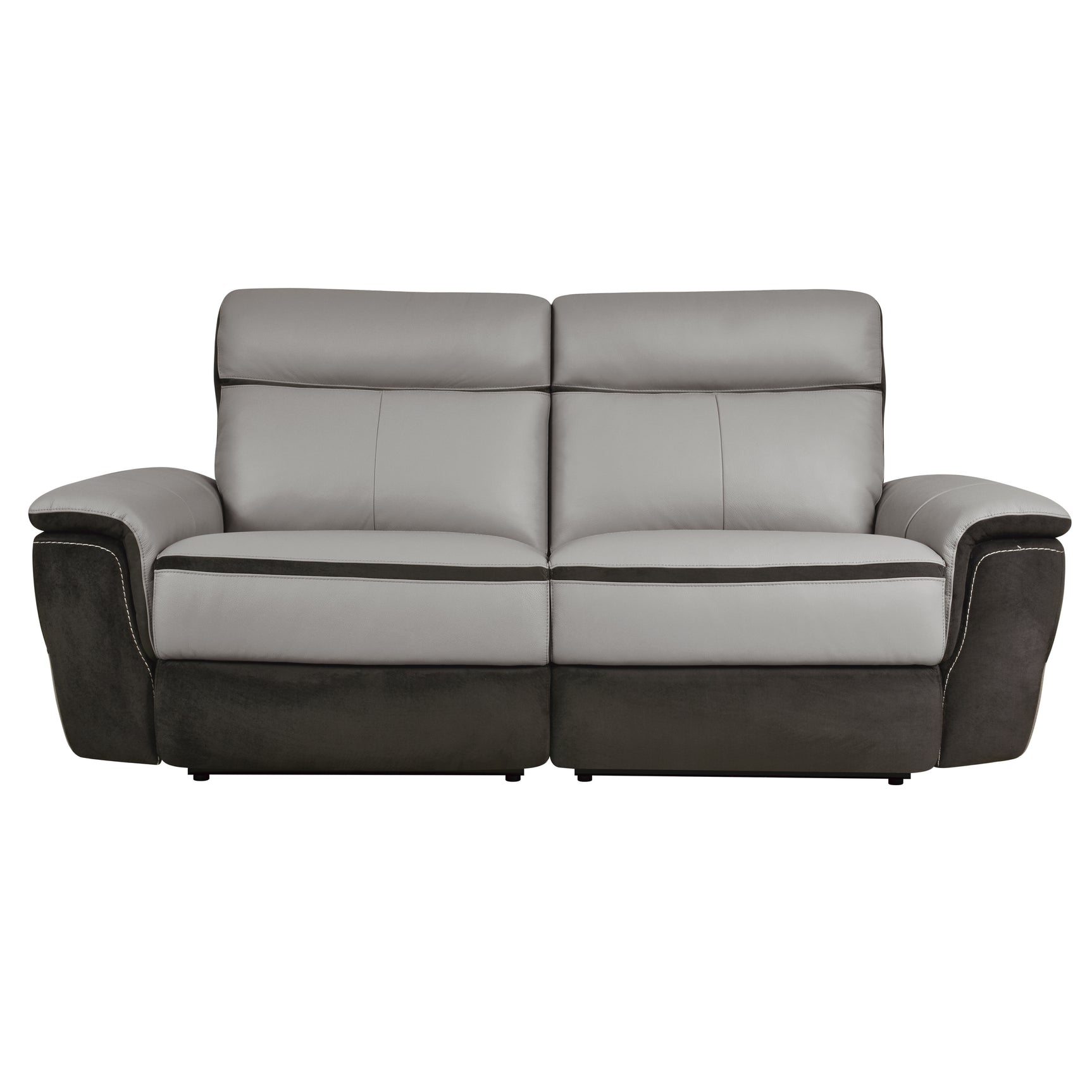 Laertes Charcoal / Taupe Gray Power Reclining Sofa and Loveseat - Ornate Home