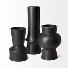 Laforge Black 11.4"H Ceramic Vase - Ornate Home