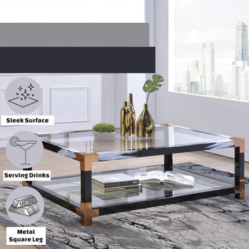 Lafty White Brushed & Clear Glass Coffee Table - Ornate Home