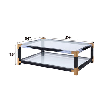 Lafty White Brushed & Clear Glass Coffee Table - Ornate Home