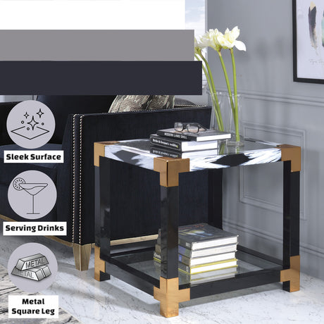 Lafty White Brushed & Clear Glass End Table - Ornate Home