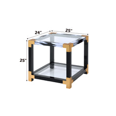 Lafty White Brushed & Clear Glass End Table - Ornate Home