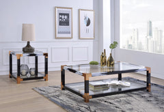 Lafty White Brushed & Clear Glass End Table - Ornate Home