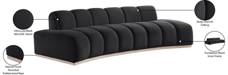Laguna Black/Natural 106" Velvet Upholstered Sofa - Ornate Home
