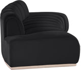 Laguna Black/Natural 106" Velvet Upholstered Sofa - Ornate Home