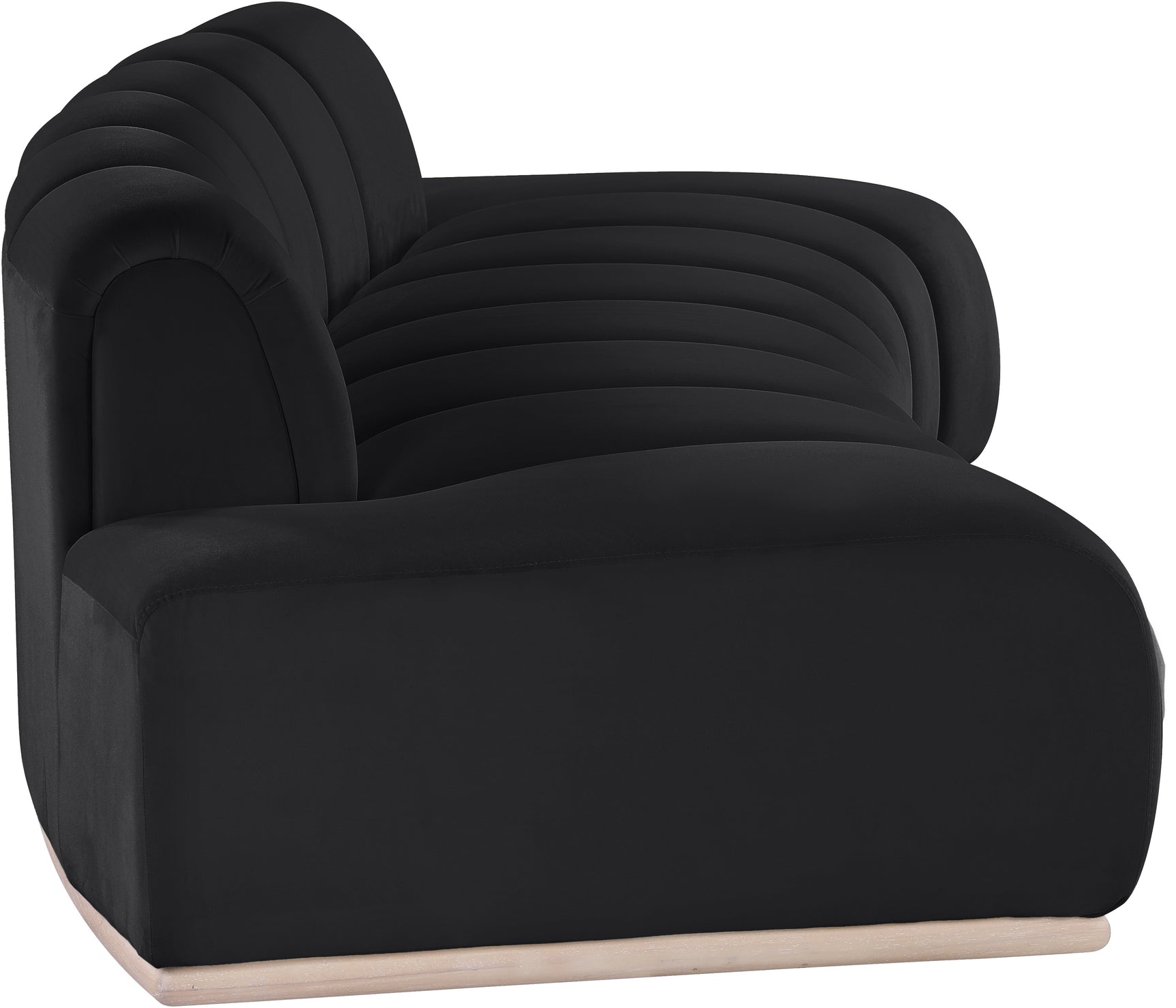 Laguna Black/Natural 106" Velvet Upholstered Sofa - Ornate Home