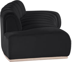 Laguna Black/Natural 106" Velvet Upholstered Sofa - Ornate Home