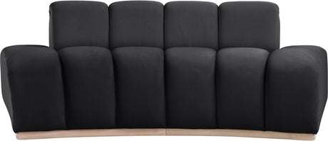 Laguna Black/Natural 78.5" Velvet Upholstered Loveseat - Ornate Home