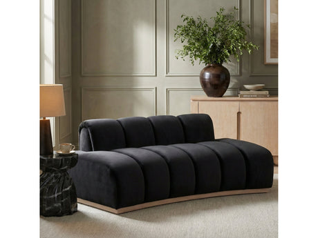 Laguna Black/Natural 78.5" Velvet Upholstered Loveseat - Ornate Home