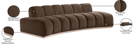 Laguna Brown/Natural 106" Velvet Upholstered Sofa - Ornate Home