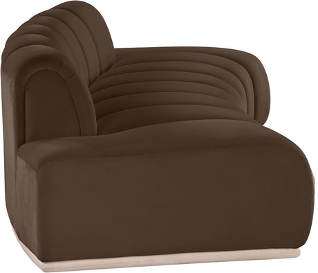 Laguna Brown/Natural 106" Velvet Upholstered Sofa - Ornate Home