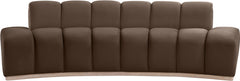 Laguna Brown/Natural 106" Velvet Upholstered Sofa - Ornate Home