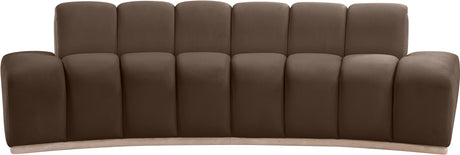 Laguna Brown/Natural 106" Velvet Upholstered Sofa - Ornate Home