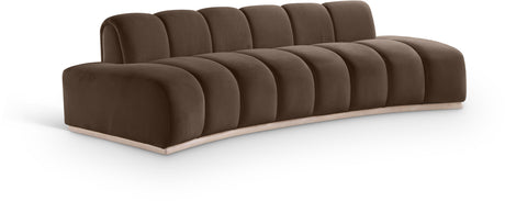Laguna Brown/Natural 106" Velvet Upholstered Sofa - Ornate Home