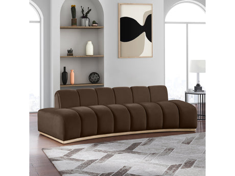 Laguna Brown/Natural 106" Velvet Upholstered Sofa - Ornate Home