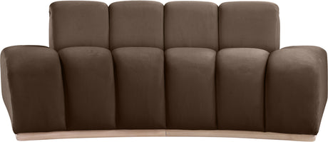 Laguna Brown/Natural 78.5" Velvet Upholstered Loveseat - Ornate Home