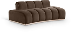 Laguna Brown/Natural 78.5" Velvet Upholstered Loveseat - Ornate Home