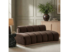 Laguna Brown/Natural 78.5" Velvet Upholstered Loveseat - Ornate Home