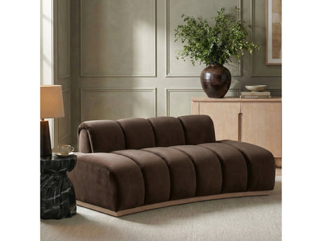Laguna Brown/Natural 78.5" Velvet Upholstered Loveseat - Ornate Home