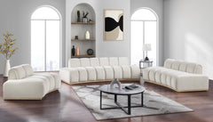 Laguna Cream/Natural 106" Velvet Upholstered Sofa - Ornate Home