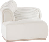 Laguna Cream/Natural 106" Velvet Upholstered Sofa - Ornate Home