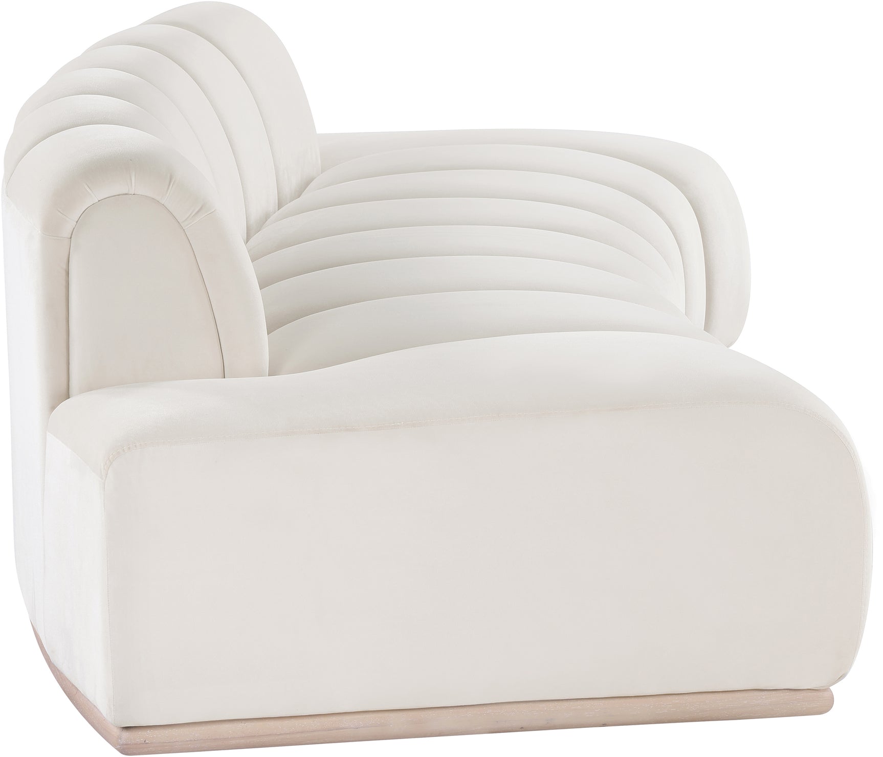 Laguna Cream/Natural 106" Velvet Upholstered Sofa - Ornate Home