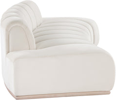 Laguna Cream/Natural 106" Velvet Upholstered Sofa - Ornate Home