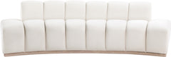 Laguna Cream/Natural 106" Velvet Upholstered Sofa - Ornate Home