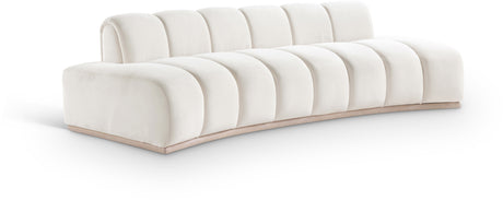 Laguna Cream/Natural 106" Velvet Upholstered Sofa - Ornate Home