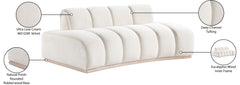 Laguna Cream/Natural 78.5" Velvet Upholstered Loveseat - Ornate Home