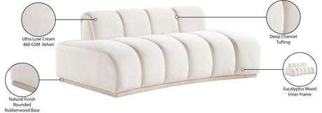 Laguna Cream/Natural 78.5" Velvet Upholstered Loveseat - Ornate Home