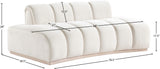 Laguna Cream/Natural 78.5" Velvet Upholstered Loveseat - Ornate Home