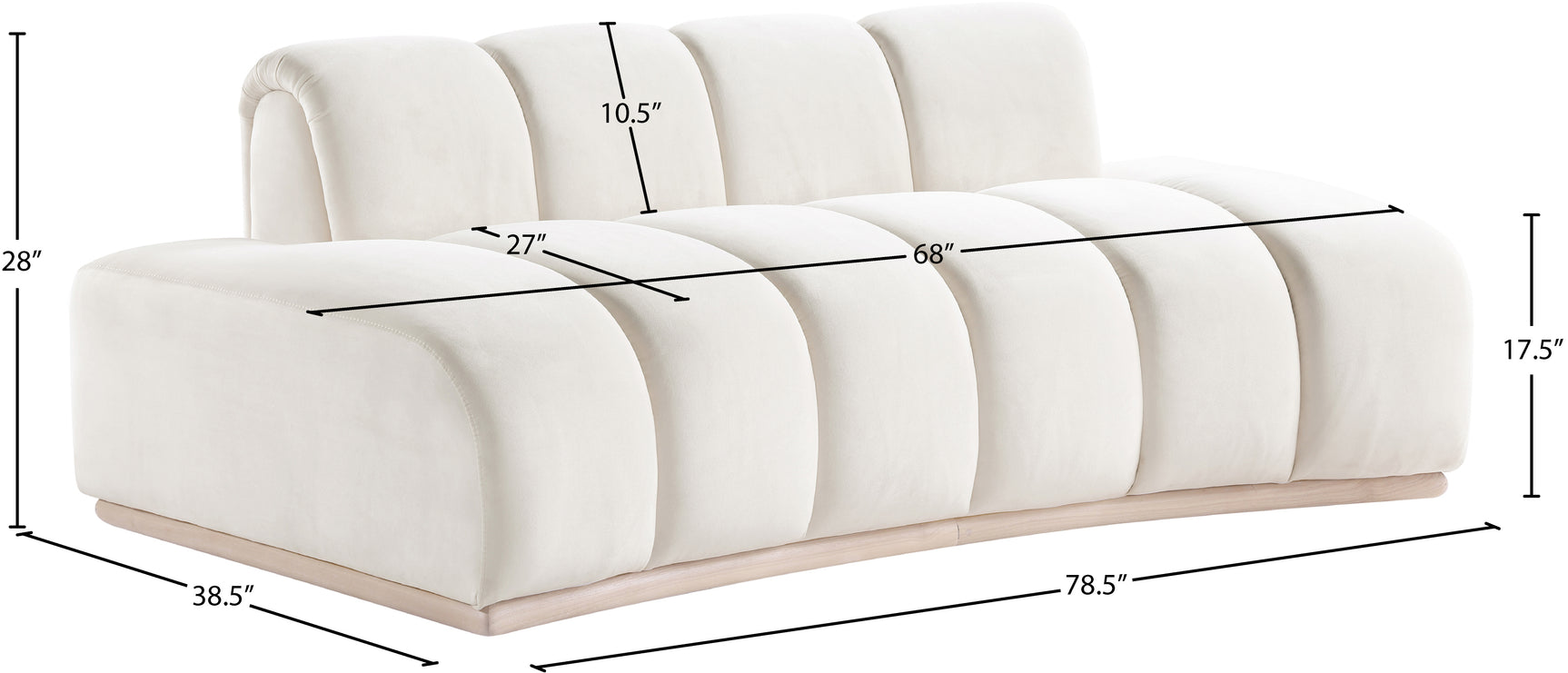 Laguna Cream/Natural 78.5" Velvet Upholstered Loveseat - Ornate Home