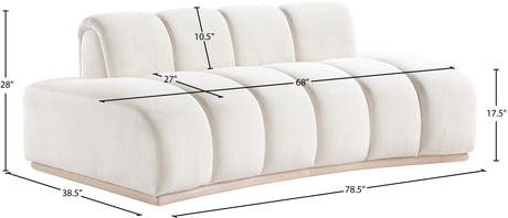 Laguna Cream/Natural 78.5" Velvet Upholstered Loveseat - Ornate Home