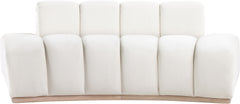 Laguna Cream/Natural 78.5" Velvet Upholstered Loveseat - Ornate Home