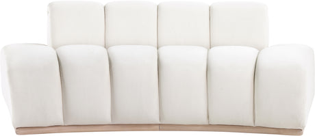 Laguna Cream/Natural 78.5" Velvet Upholstered Loveseat - Ornate Home