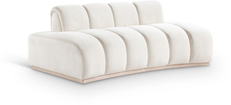 Laguna Cream/Natural 78.5" Velvet Upholstered Loveseat - Ornate Home