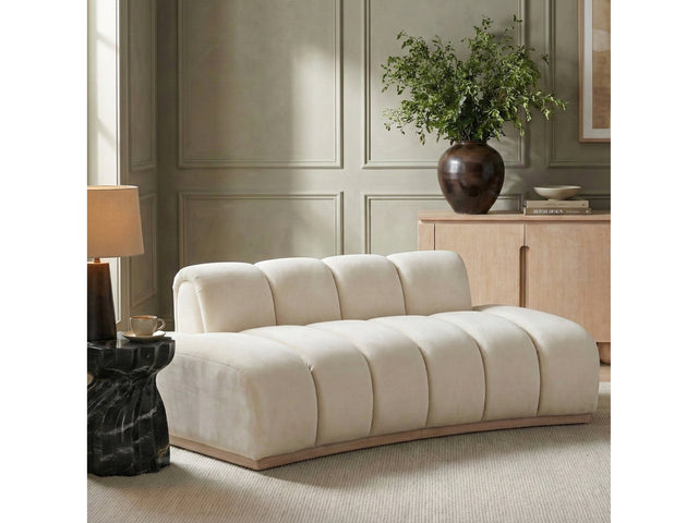 Laguna Cream/Natural 78.5" Velvet Upholstered Loveseat - Ornate Home