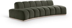Laguna Green/Natural 106" Velvet Upholstered Sofa - Ornate Home