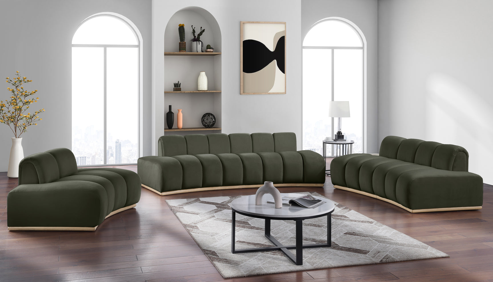 Laguna Green/Natural 78.5" Velvet Upholstered Loveseat - Ornate Home