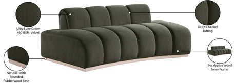 Laguna Green/Natural 78.5" Velvet Upholstered Loveseat - Ornate Home