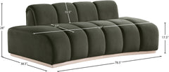 Laguna Green/Natural 78.5" Velvet Upholstered Loveseat - Ornate Home